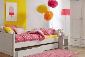 Kinderbed met opbergladen wit snow white wit ral 9016