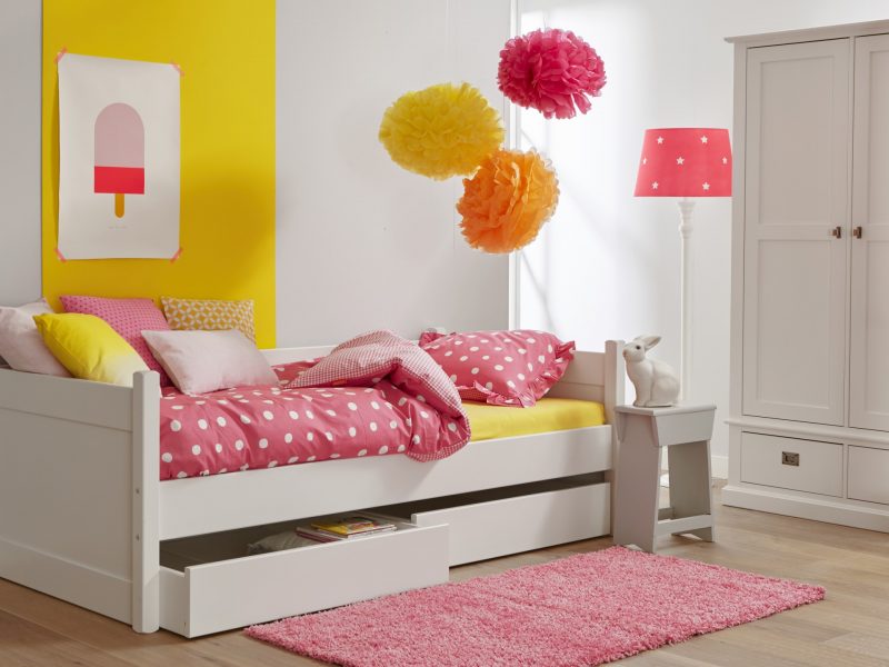 Kinderbed met opbergladen wit snow white wit ral 9016