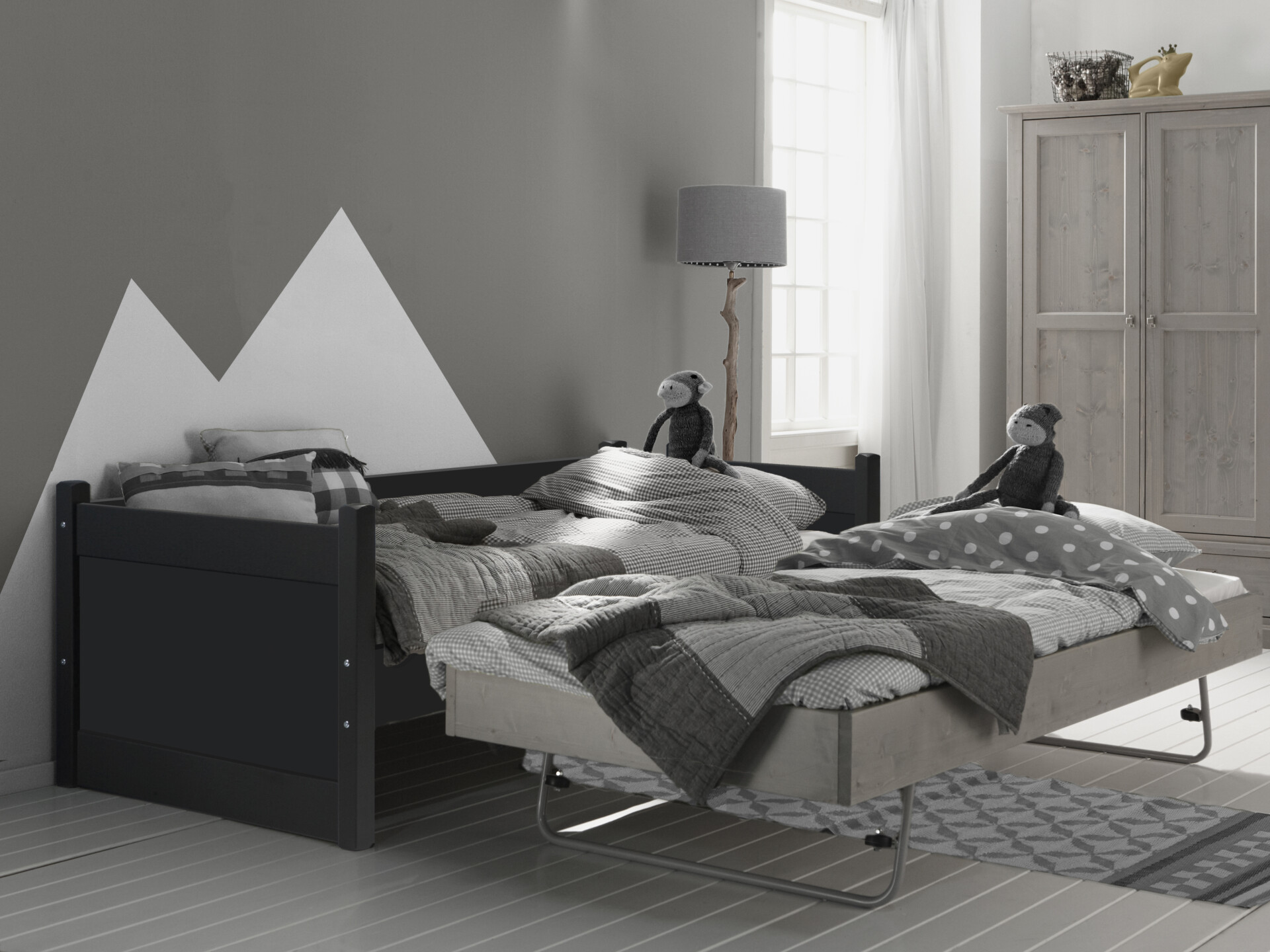 met (Jump-Up) logeerbed - Antraciet-Stone Grey - Massief - Alta