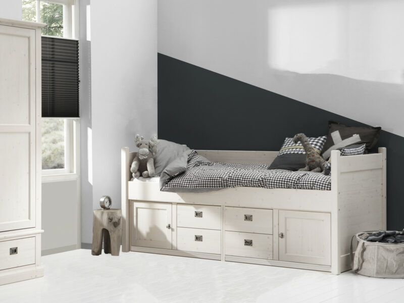 Kajuitbed White Wash met lades