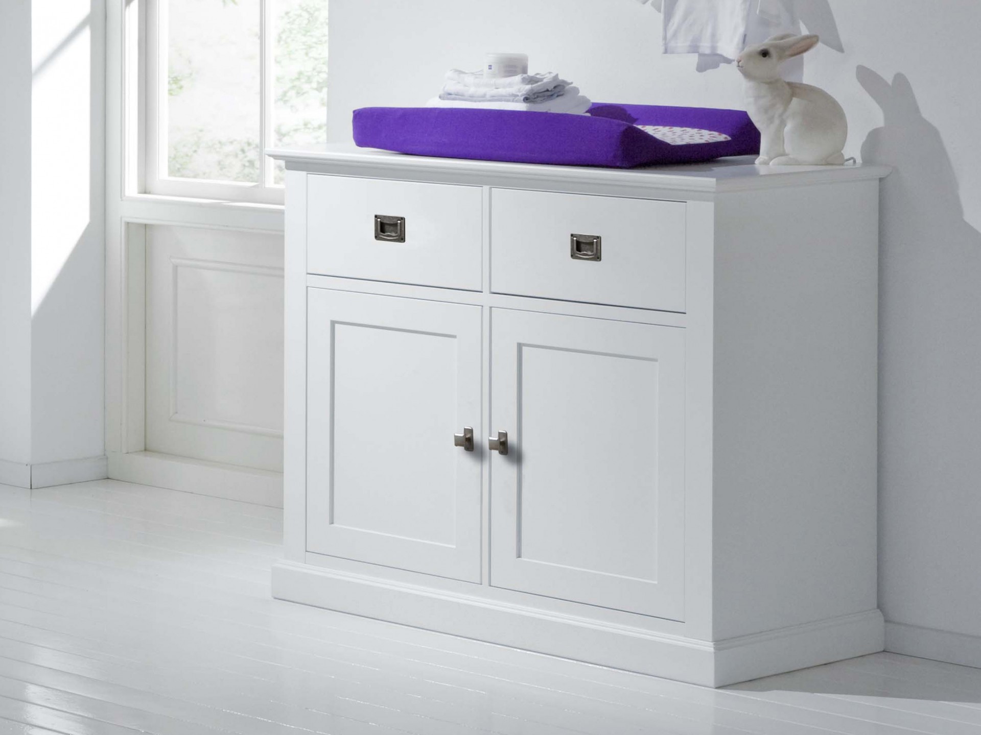 dubbele Respectievelijk Tub Alta Commode met 2 deuren en 2 laden - Snow White - Massief hout - Alta  Meubelen